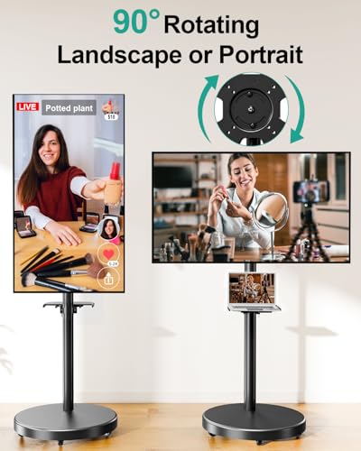 MOUNT PRO TV Rolling Stand - Floor TV Stand Mobile TV Cart for 26-65 inch Screens up to 77 lbs, Rotating TV Stand with Wheels for Home Office Outdoor, Height Adjustable & Metal Shelf, Max VESA 400x400