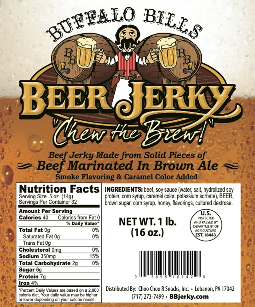 Buffalo Bills 16oz Premium Beer Beef Jerky Pieces (beef jerky marinated in Honey Brown Ale)
