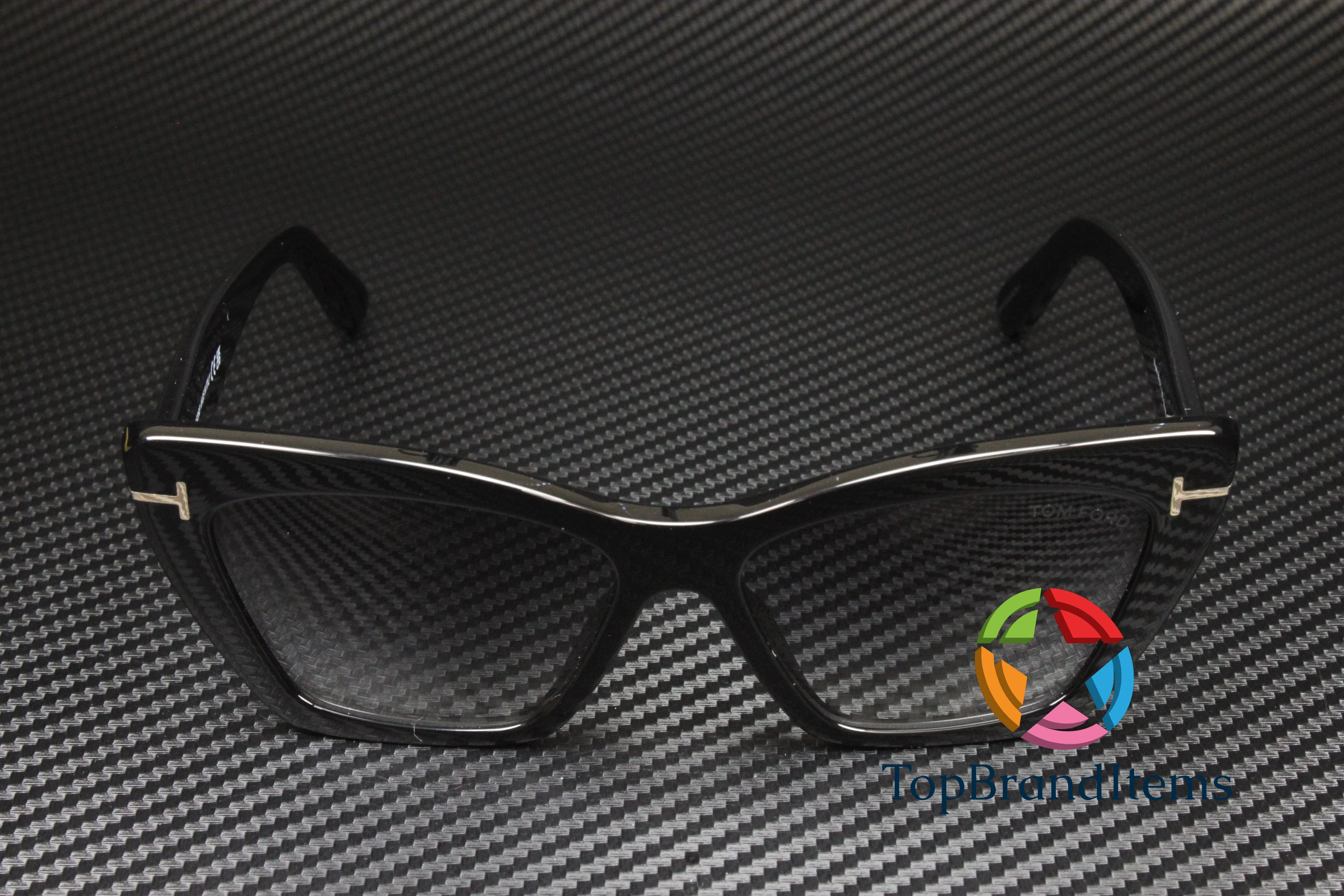 Tom Ford Wyatt Grey Gradient Cat Eye Ladies Sunglasses FT0871 01B 56