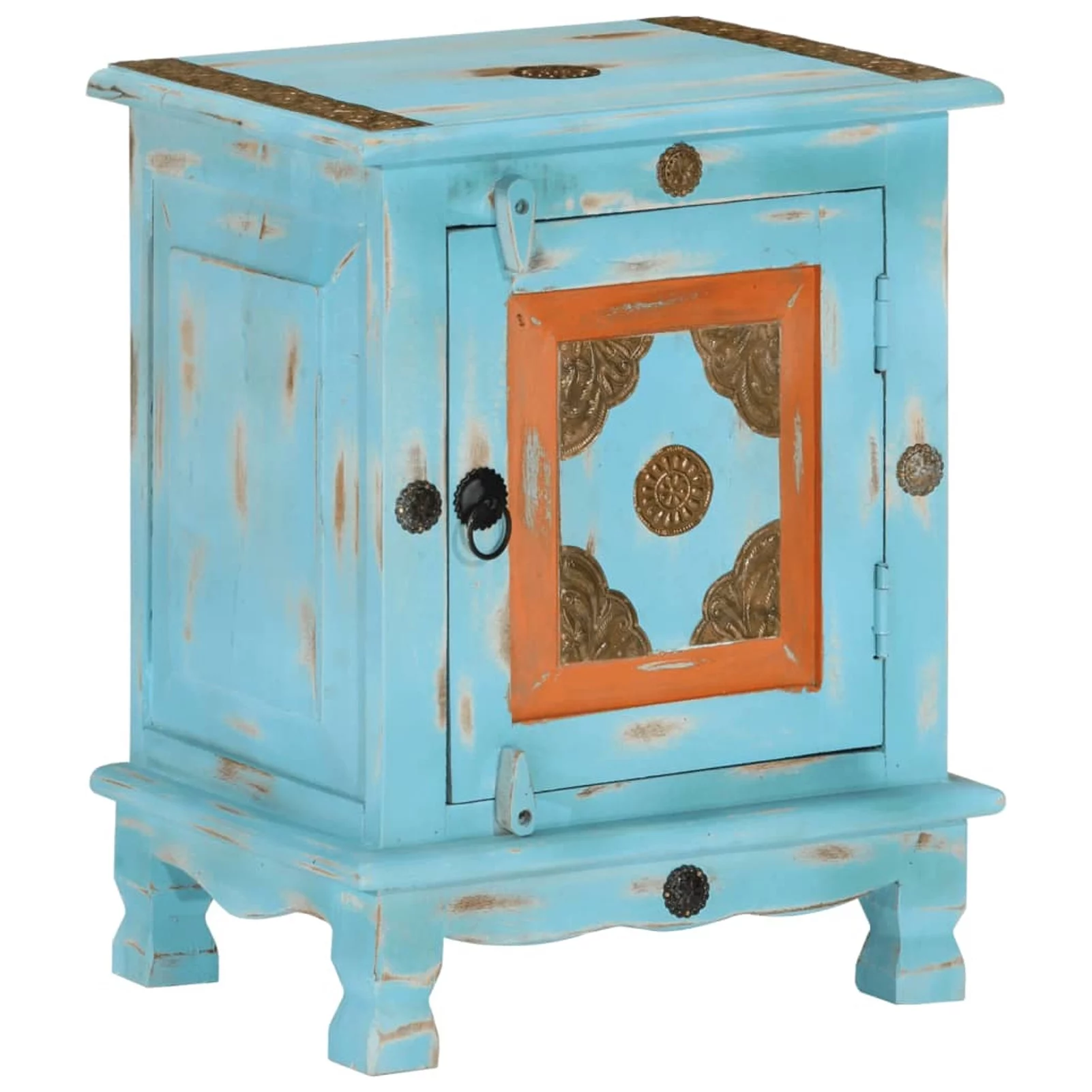 moobody Nightstand Solid Mango Wood Blue