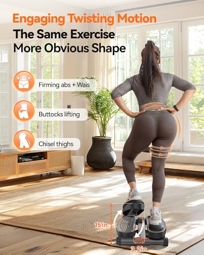 Niceday Twist Stepper for Exercise at Home, Mini Stair Stepper with Resistance Bands at Home Workout Equipment with 300LBS Loading Capacity, Hydraulic Fitness Stepper with LCD Monitor Gray