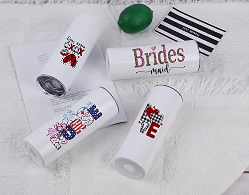 20 Oz Stainless Steel Straight Skinny Tumbler Set (8 Pack), Insulated Slim Thin Travel Cup with Lid, Black