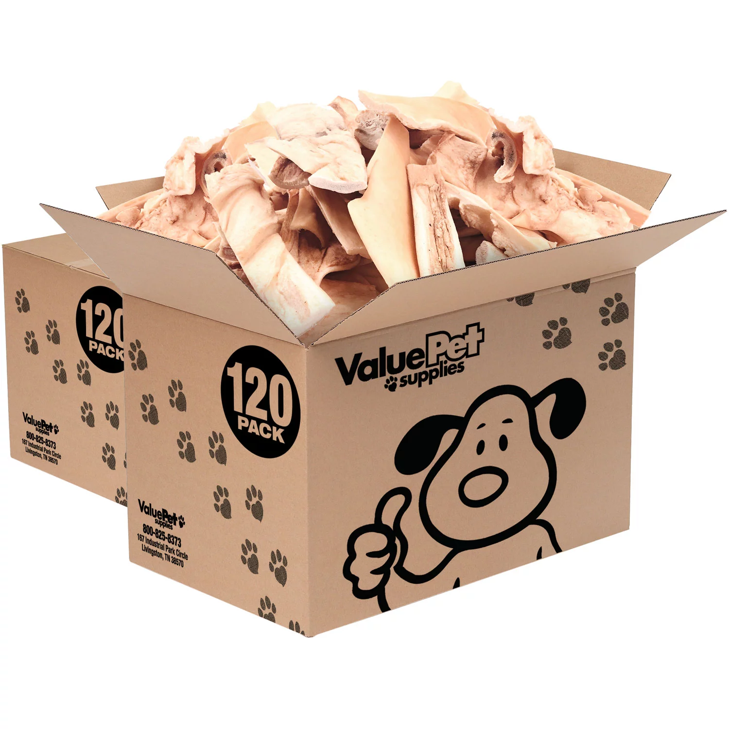 ValueBull Cheek Slices, Premium Beef Dog Chews, Thick 5-6 Inch, 240 Count BULK PACK