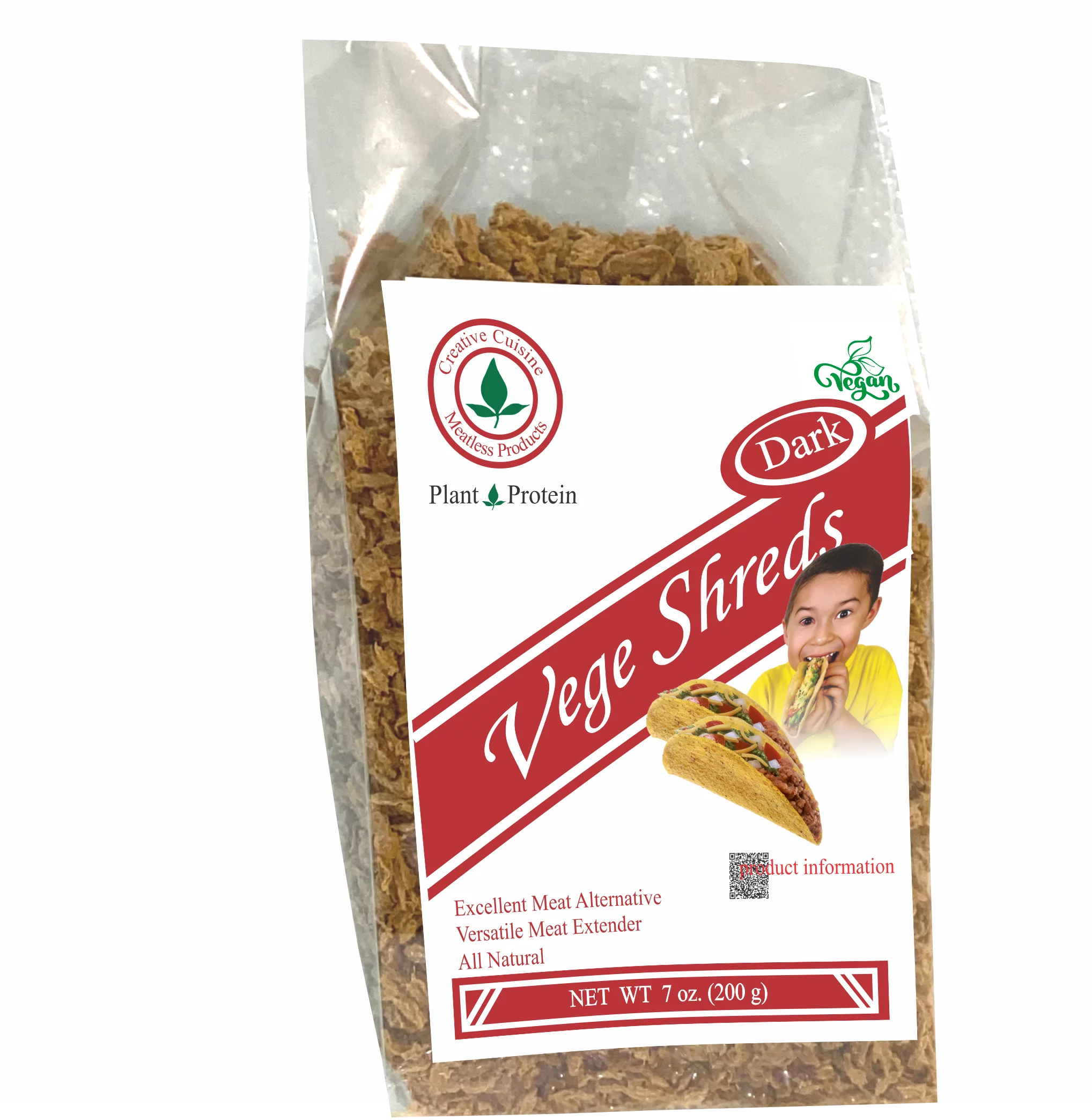 Vege Shreds Dark, Veggie Meat, Shredded Beef, Shredded Dark Meat , 6-7 oz bags, FREE SHIPPING