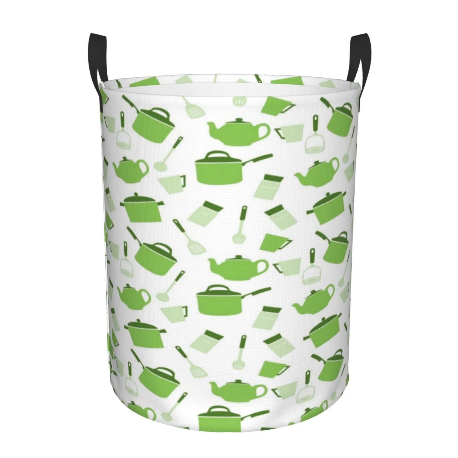 Fotbe Laundry Hamper With Durable Leather Laundry Basket Kitchen Utensiles Cooking Pots Thickened Waterproof Round Collapsible Laundry Hamper, Dirty Clothes Laundry Basket