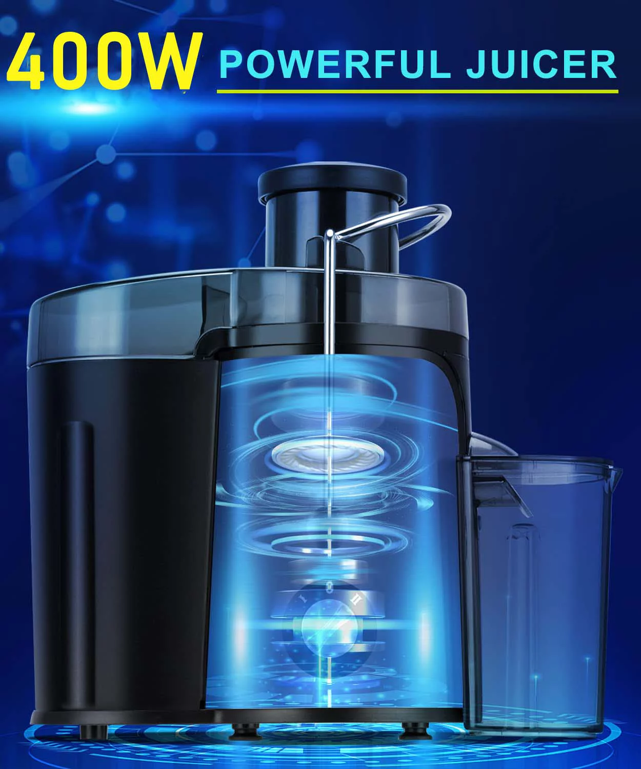 ACEUR Juicer Machine,2-Speed 400W Centrifugal Juicer Extractor with Wide Mouth 3