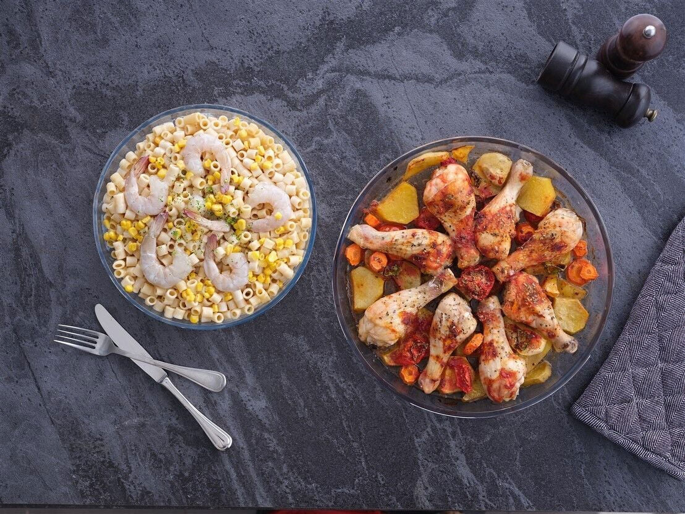 Nily Glass-Set of 2 Large Oven Safe Round Glass Baking Dish(2.1 and 2.9 Quarts)