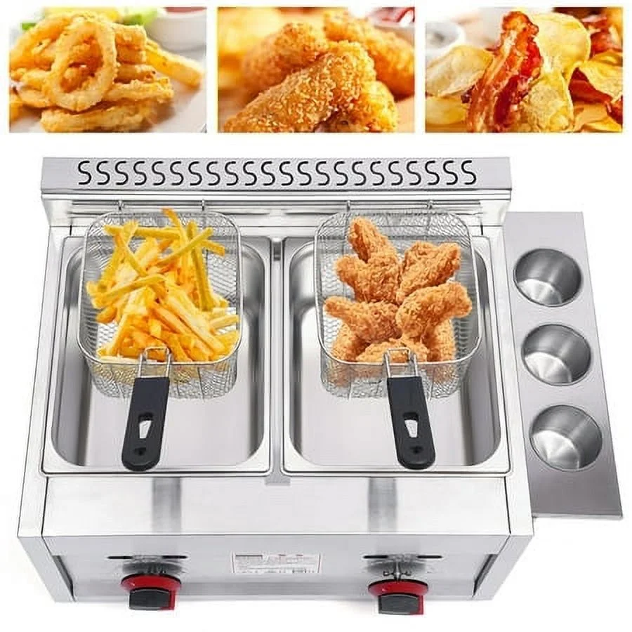 6L*2 Commercial Countertop Gas Deep Fryer Propane 2 Basket Stainless Newest Sale