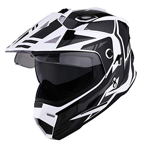 1Storm Dual Sport Motorcycle Motocross Off Road Full Face Helmet Dual Visor: HF802