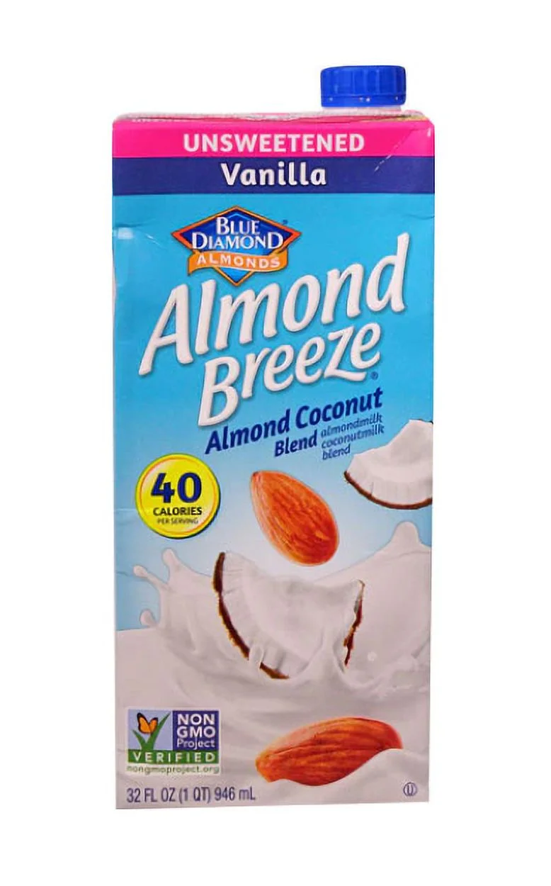 Blue Diamond Almond Breeze Almond Coconut Blend Unsweetened Vanilla 32 fl oz Pack of 4