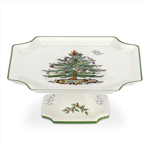 Spode Christmas Tree Sculpted Octagonal Platter, 14-Inch Holiday Serving Platter for Meats, Cheeses & Desserts, Dishwasher & Microwave Safe Christmas Dinnerware with Iconic Tree Design