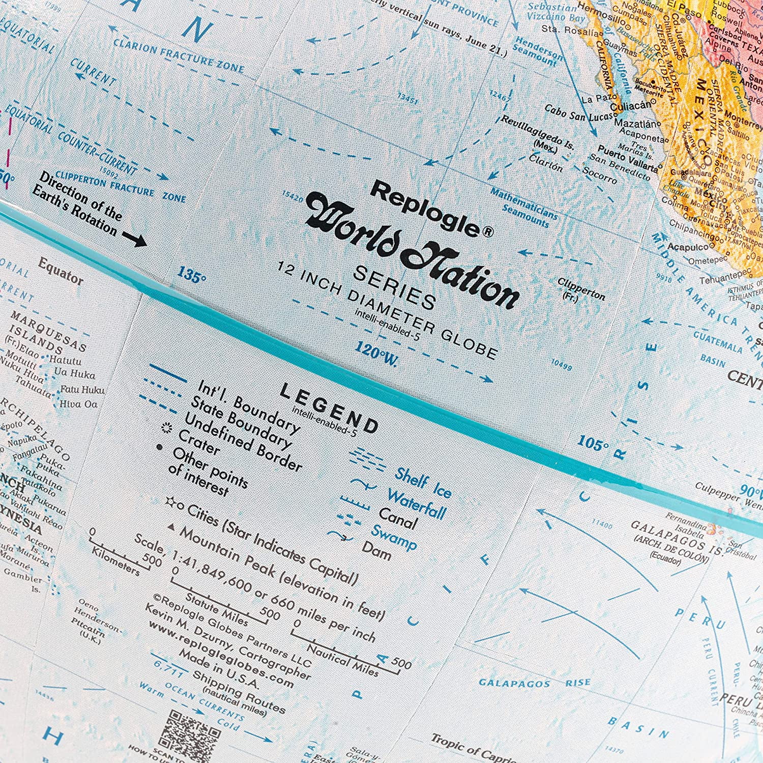 Globe 12 inch - Blue Ocean Educational Raised Relief Political - 2022 Country Lines