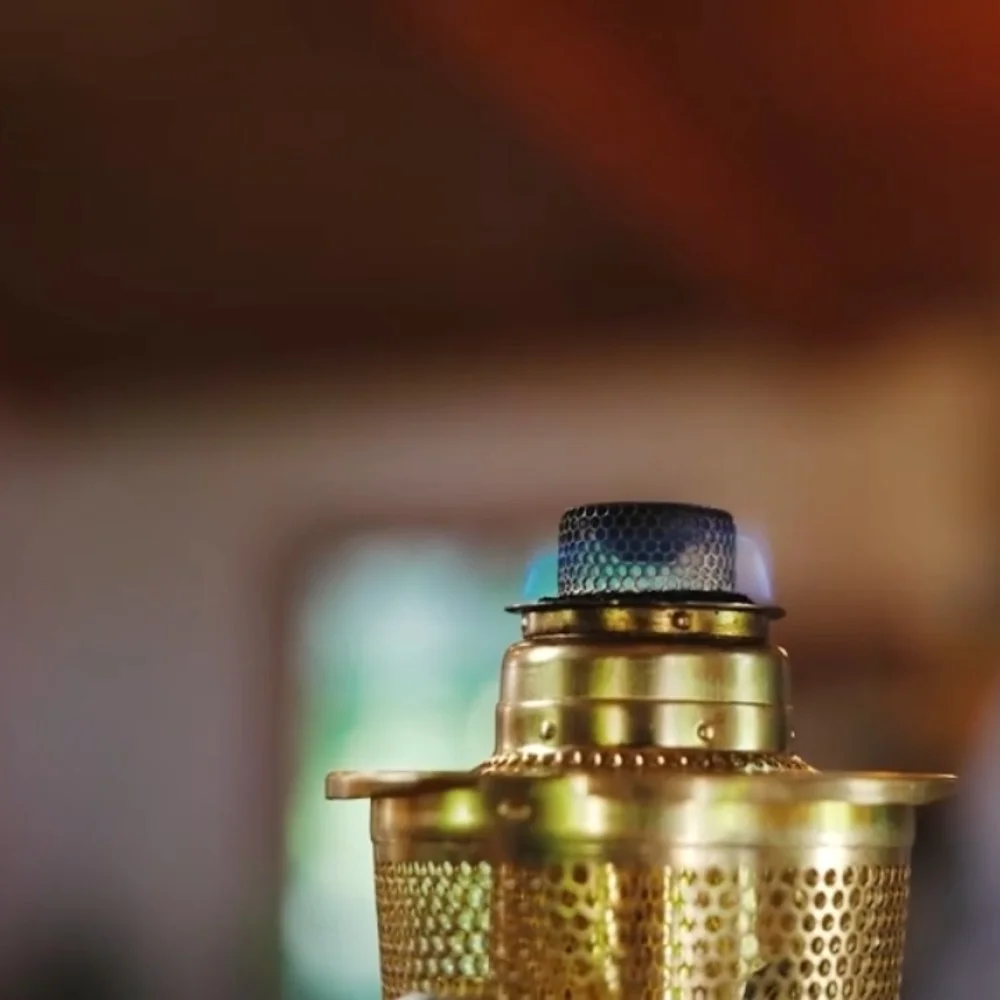 Aladdin Cobalt Lincoln Drape Table Oil Lamp Brass with Blue Meadow Shade, 24