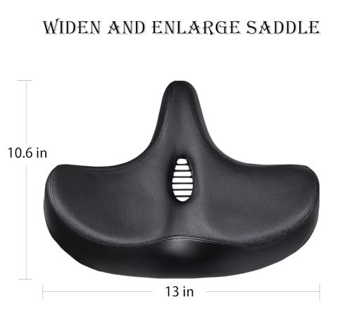 THALOUS Bike Seat with Backrest Oversized Comfort Bicycle Saddle Replacement Soft Memory Foam Padded PU Cushion Universal for Tricycle Mountain Bike Commuter Bike Electric Bike