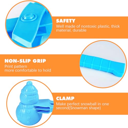 4 Pcs Snowball Maker for Kids, Snowball Fights Maker, Ball/Heart/Duck/Snowman Shapes, Snow Ball Toy, Beach Toy, Gifts