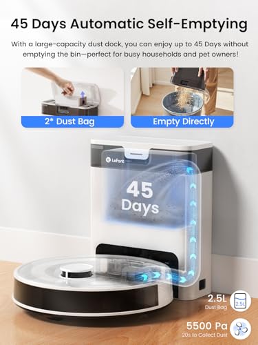 Lefant LiDAR Robot Vacuum and Mop, 450ml Visible Dustbin, Upgraded 190° PSD Obstacle Avoidance, Customized Cleaning, Multi-Floor Mapping, 150 Mins Runtime, WiFi/Alexa/APP, Pet Hair & Carpets, M330 Pro