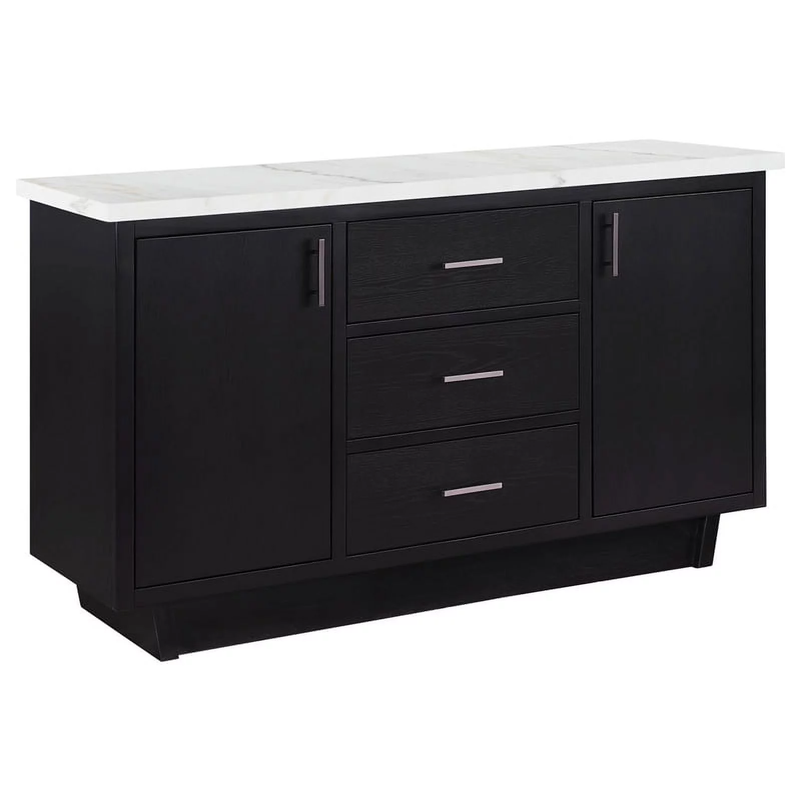 Maklaine 3-drawer Marble Top Dining Sideboard Server White and Espresso