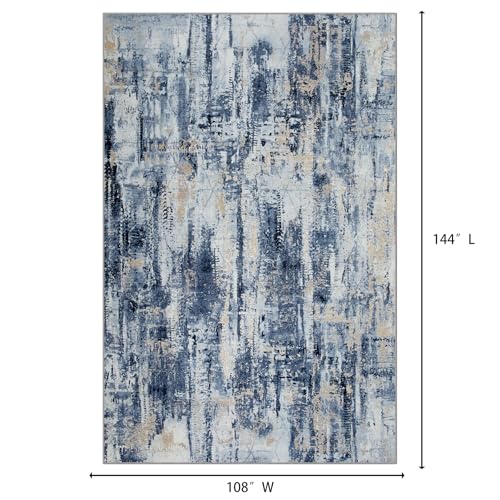 9x12 Area Rugs Washable Rug: Modern Abstract Living Room Rug Soft Anti-Skid Thin Carpet Indoor Floor Non-Shedding Carpets for Bedroom Dining Room Farmhouse Nursery Home Office Black Grey Gold