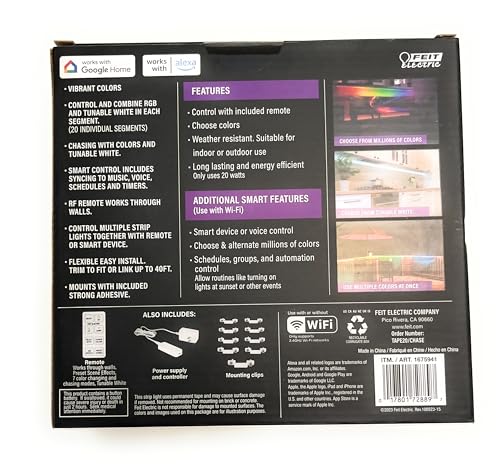 20ft Smart LED Strip: Color Chasing, Wi-Fi Control by Feit Electric