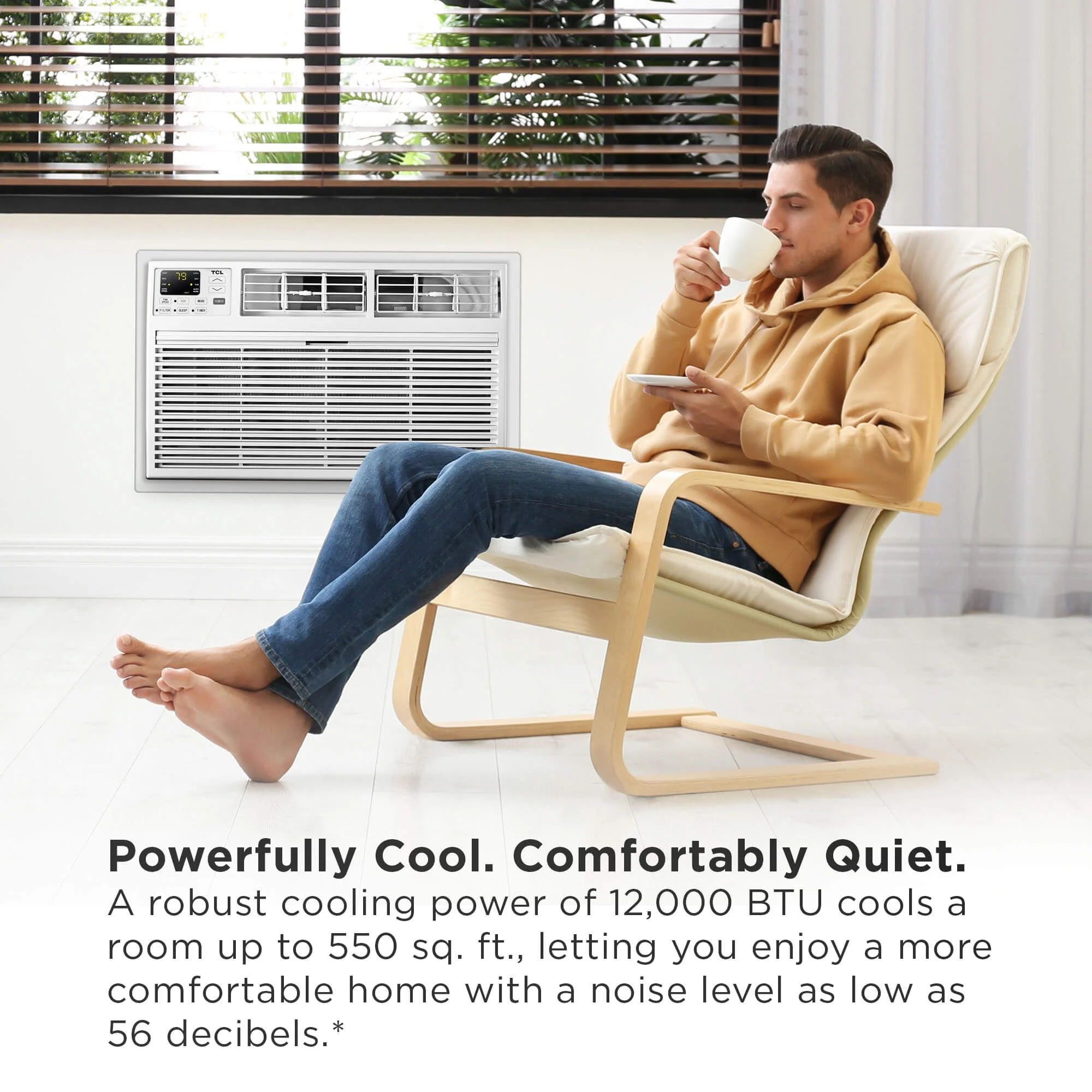 TCL Smart 12,000 BTU Through-the-Wall Air Conditioner, 115V, E-Star, Remote Included, White, W12T9E1-A