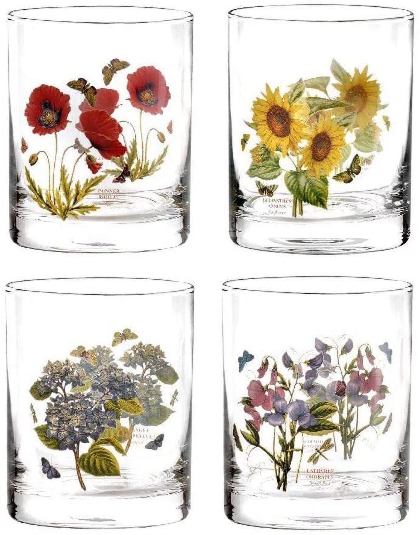 Portmeirion Botanic Garden Double Old Fashioned Glasses, Set of 4 - Assorted