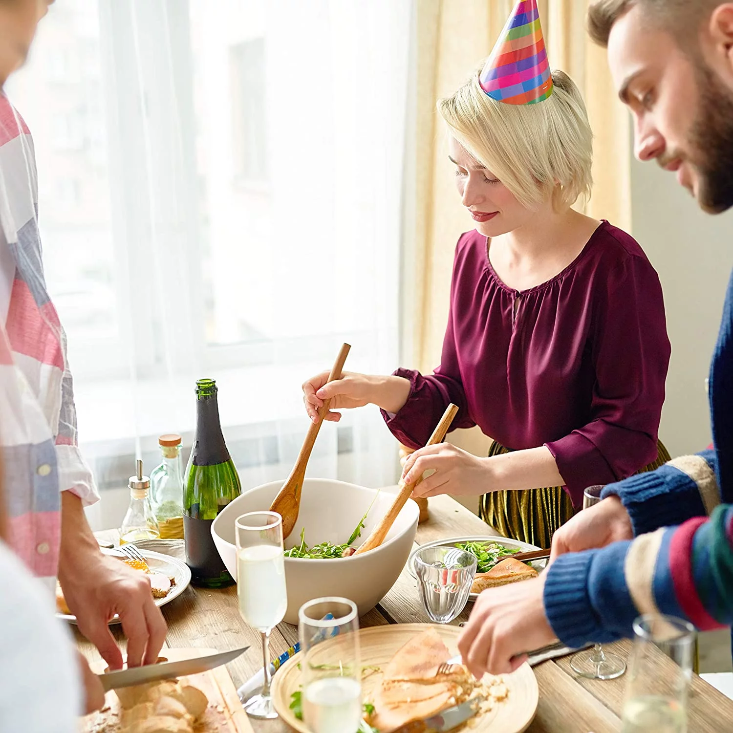 DOWAN Large Mixing Bowls, 3.2 Quart Deep Serving Bowls,  105 Oz Ceramic Salad Bowls for Kitchen, Set of 2, White