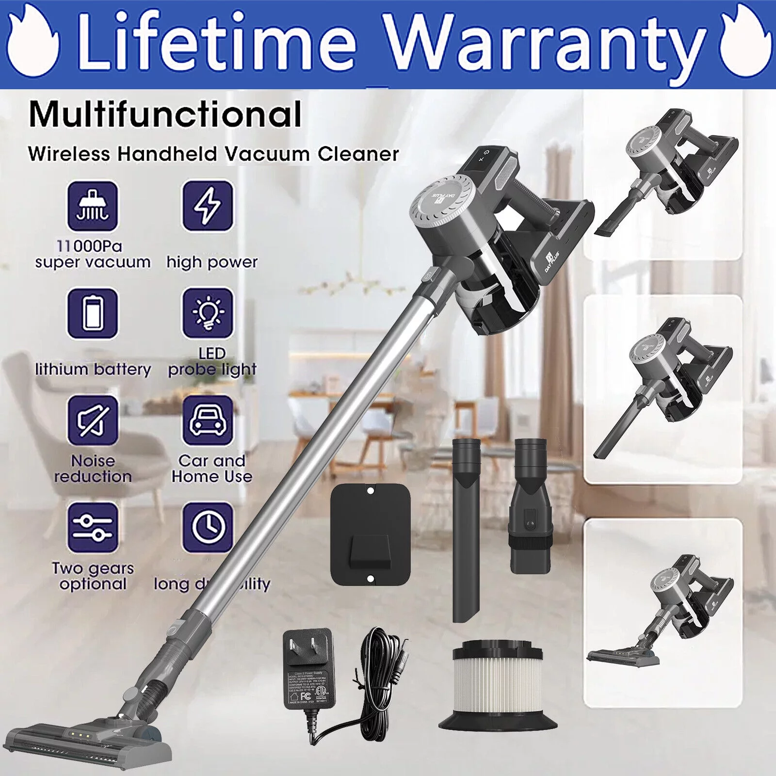 Bowoshen Cordless Vacuum Cleaner, 22Kpa Powerful Stick Vacuum for Hardwood Floor Carpet Pet Car, New