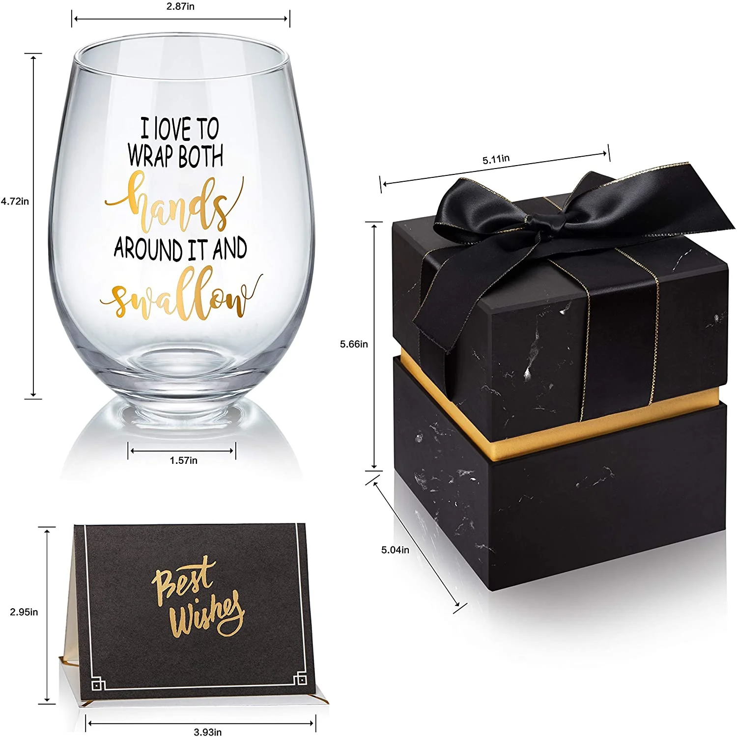 I Love To Wrap My Hands Around It and Swallow - Funny Stemless Wine Glass, Perfect for Bachelorette Gift, Gag Gift for Women Birthday Gifts for Friend BFF Wife Girlfriend