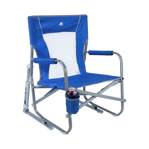 GCI Outdoor Waterside Beach Rocker Folding Beach Chair & Portable Rocking Chair, Saybrook Blue
