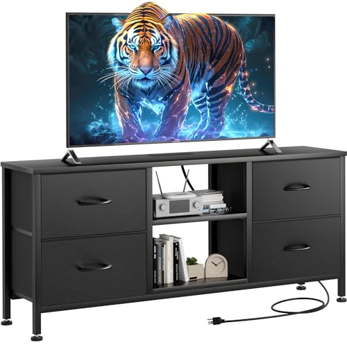 TV Stand Dresser for Bedroom, Entertainment Center with Power Outlet for 50