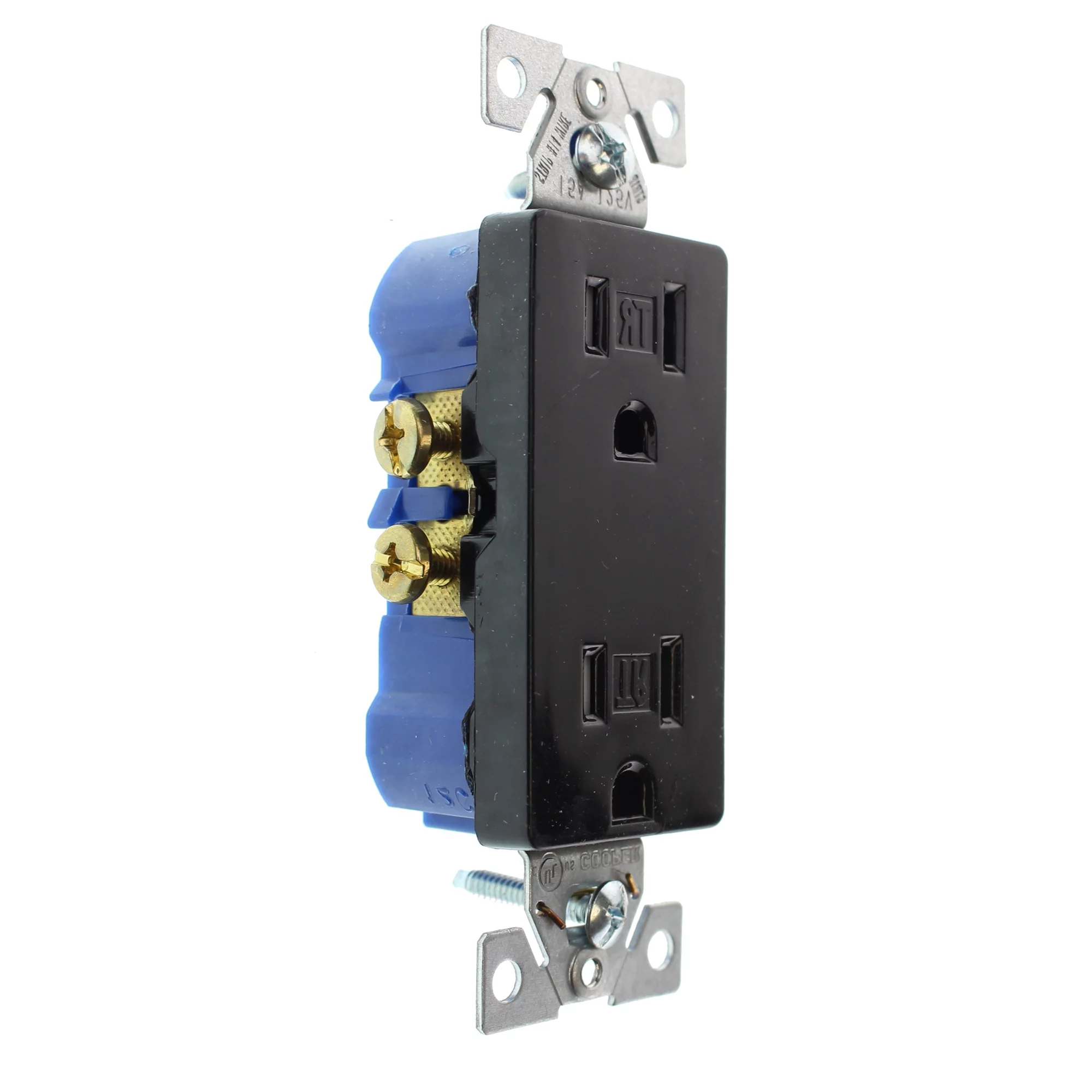 Hubbell RRD15SBKTRZ Duplex Decorator Receptacle Outlet, TR, 15-Amp, 120-Volt, Black, (96-Pack)