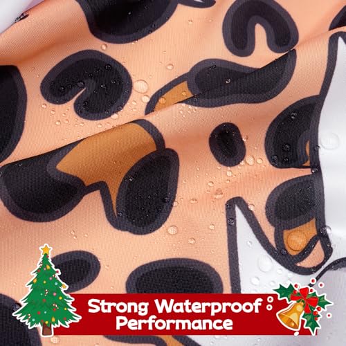 4Pcs Christmas Shower Curtain Set - Merry Christmas Bathroom Set Holiday Shower Curtain with Non-Slip Rugs, Toilet Lid Cover and Bath Mat