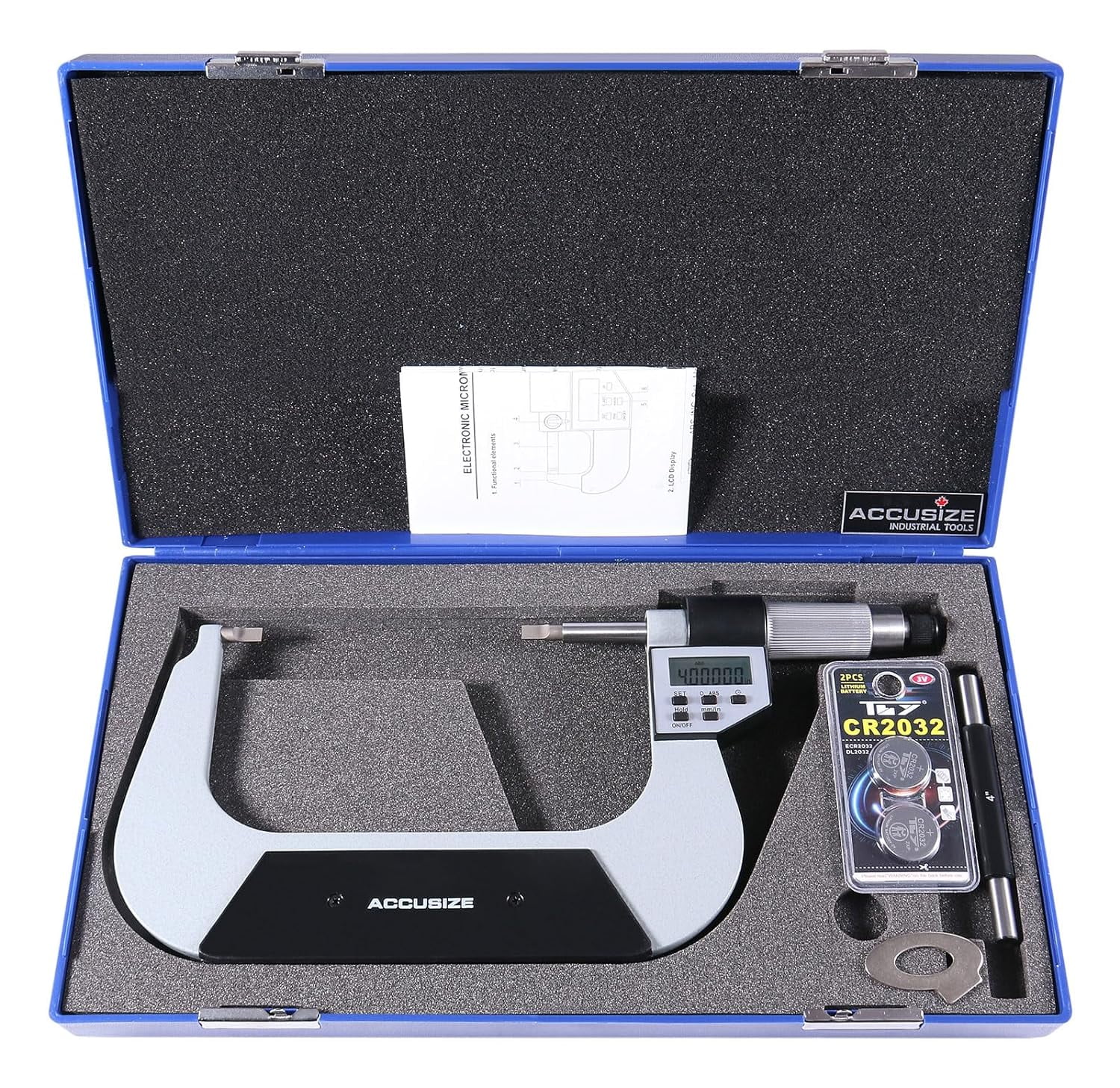 Accusize 4-5" x .00005" Blade Electronic Digital Micrometer, ABS/INC Interchangeable, 2312-5010