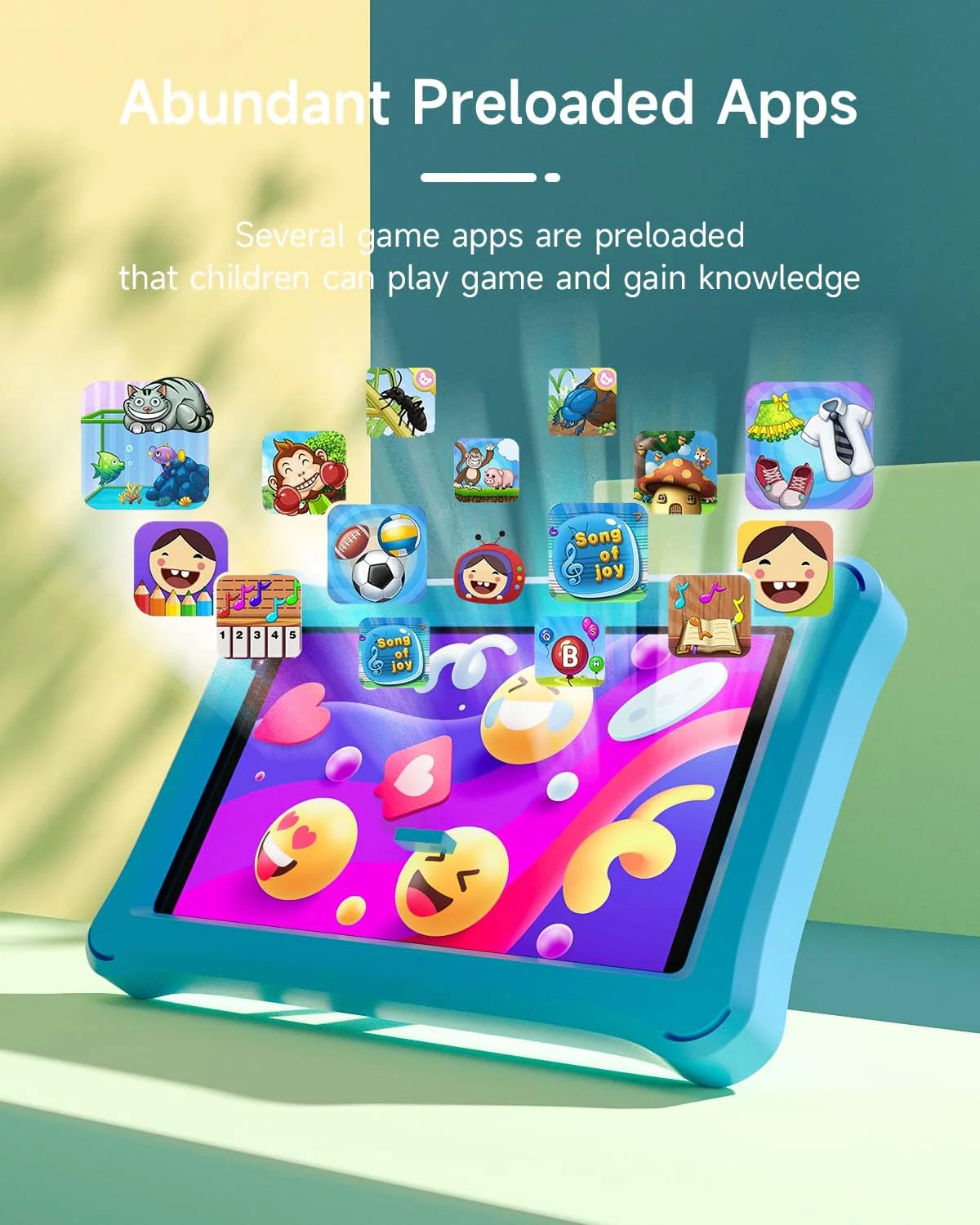 Tablet for Kids, 8 inch Kids Tablet 4GB RAM 32GB ROM Android 12 Tablets IPS Touch Screen 1280x800, Iwawa & Parent Control Toddler Tablet, WiFi, Dual Camera, 4300mAh Battery, Shockproof Case