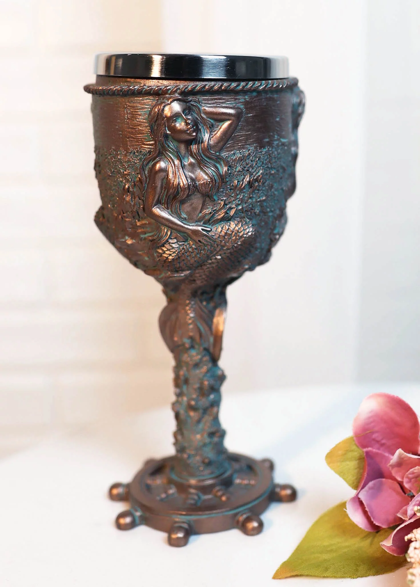 Ebros Nautical Sirens Of The Sea Rustic Mermaid Goblet 7.5