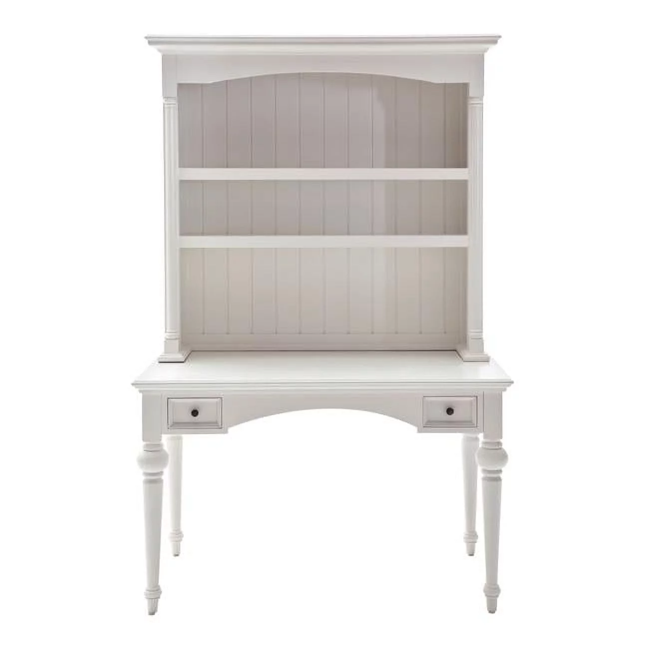 HomeRoots 397849 Antiqued White Provencial Writing or Computer Desk with Hutch