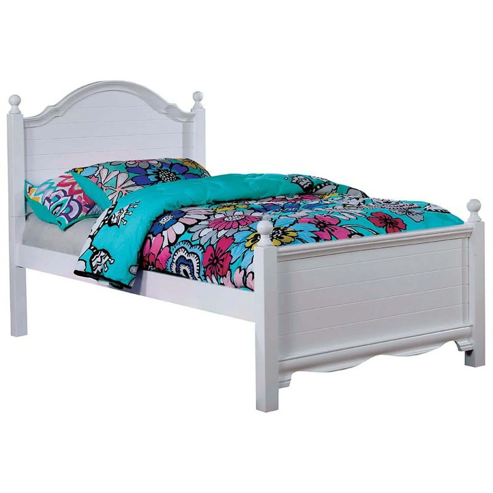 Furniture of America Poppy Transitional Wood Twin Panel Kids Bed in White