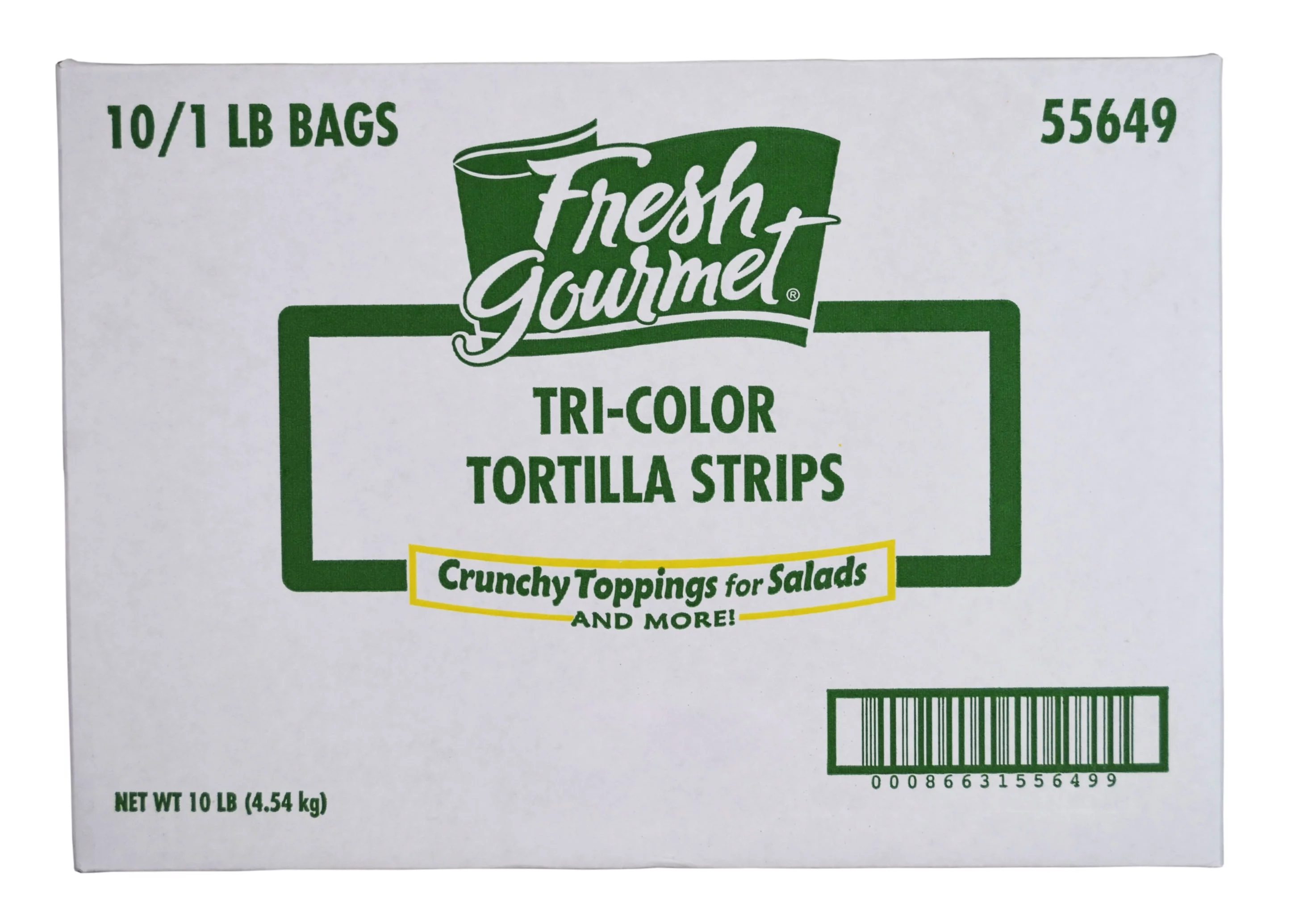 10 PACKS: Fresh Gourmet Tortilla Strips, Tri Colored, 1 Pound