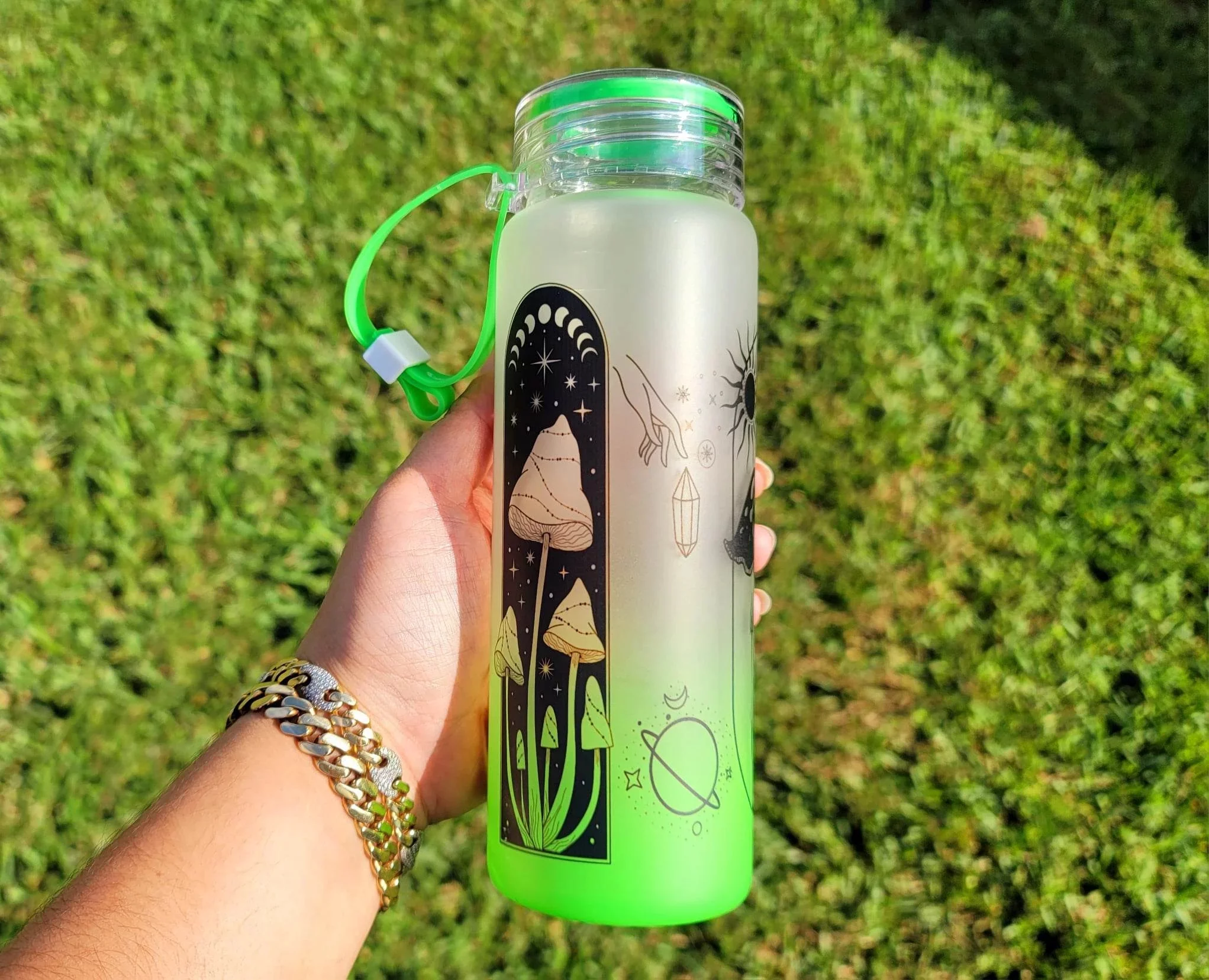 Mushroom Beer Can Glass | Boho Mushroom Coffee Glass | Aesthetic Coffee Glass | 17 oz