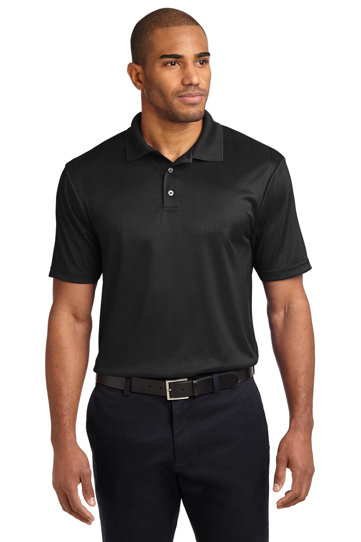 Port Authority Performance Fine Jacquard Polo (K528) Black, 2XL