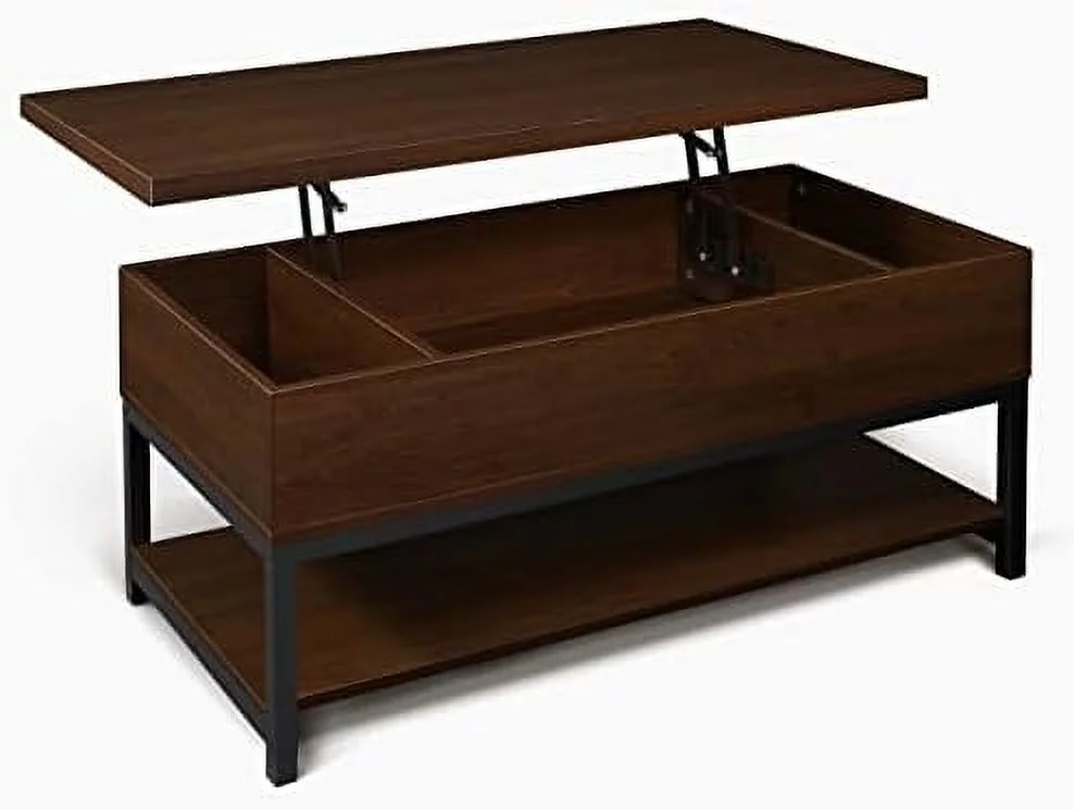 YZboomLife Lift Top Coffee Table w/  Coffee Table w/Bottom Open    Coffee Table w/Lift Top for Living Room  Rising Top Coffee Table w/Hidden Compartment   41" Rustic Oak