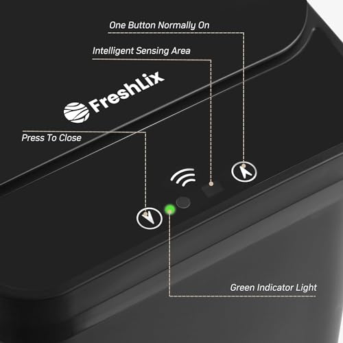Bathroom Trash Can, 2.6 Gallon Automatic Motion Sensor Touchless Garbage Can, Waterproof Trash Bin with Lid, Narrow Small Waste Bin for Kitchen, Office, Bedroom, Black