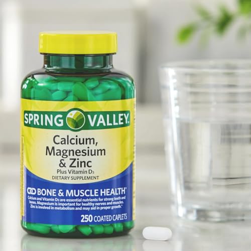 Bundle: Spring - Valley Calcium, Magnesium & Zinc Plus Vitamin D3 Coated Caplets, 250 Count + GoodDealsHouse Weekly Pillbox