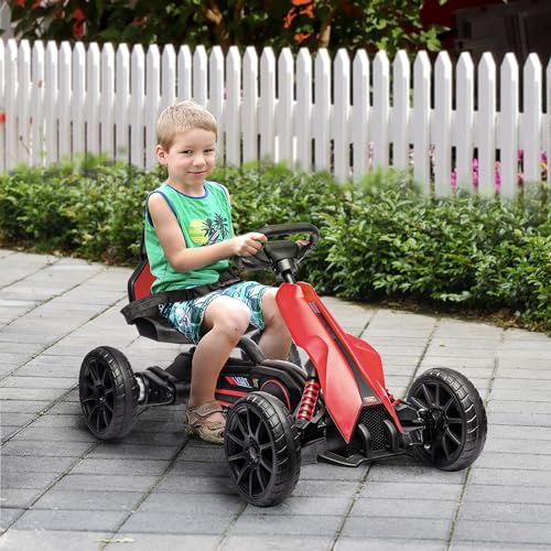 Aosom 12V Electric Go Kart for Kids, Outdoor Ride-On Toy with Forward Backward Drive & Adjustable Speed, Gift for Child 3-8 Years Old, White