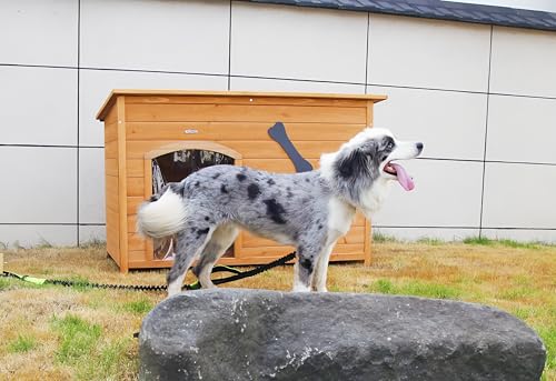 Wooden Doghouse for Small, Medium, Large Dogs, Waterproof, Outdoor/Indoor Kennel,Puppy Shelter with Elevated Floor (Natural, M)