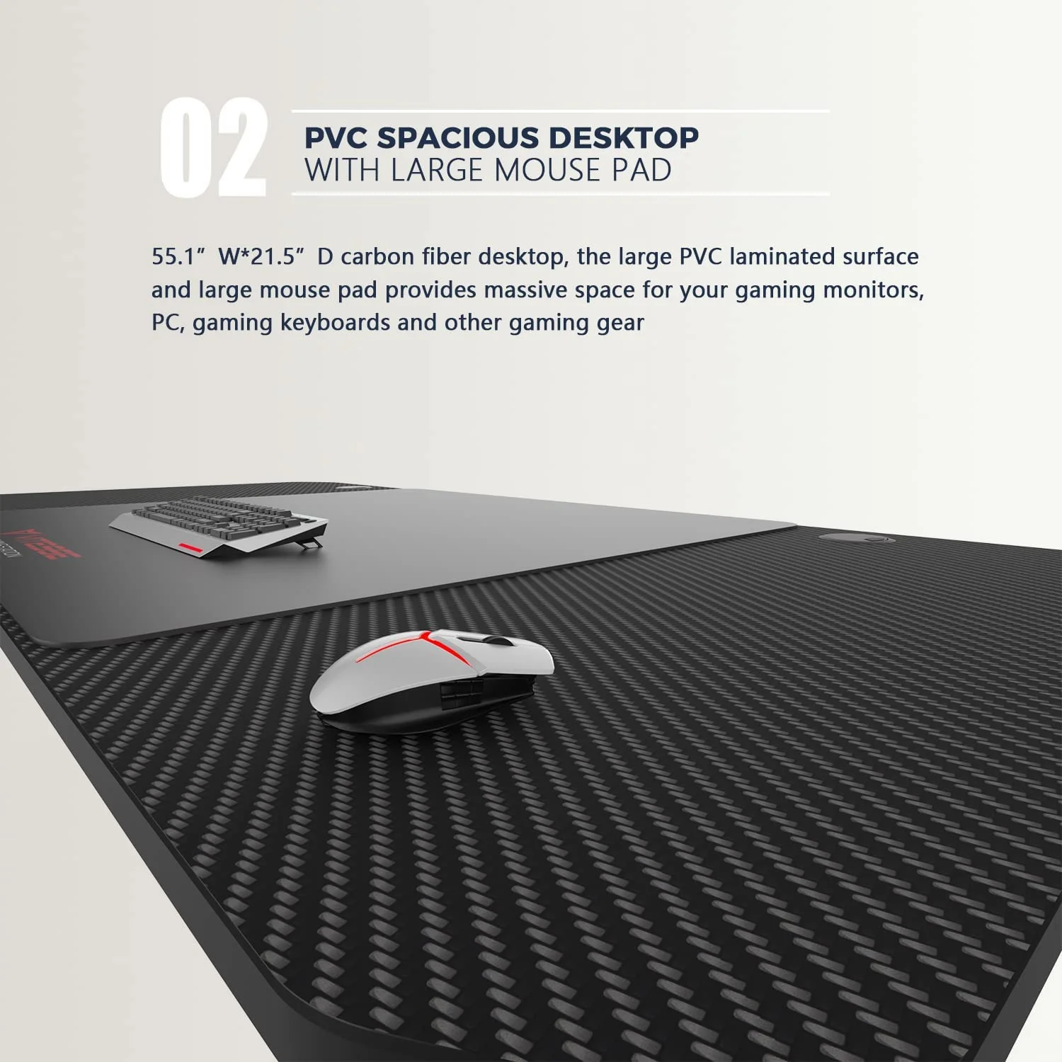 sell well VITESSE Gaming Desk 63 Inch  Ergonomic Gamer Computer Desk with Mouse Pad  PC Gaming Tables with Chargeable Gaming Handle Rack  Cup Holder Headphone Hook