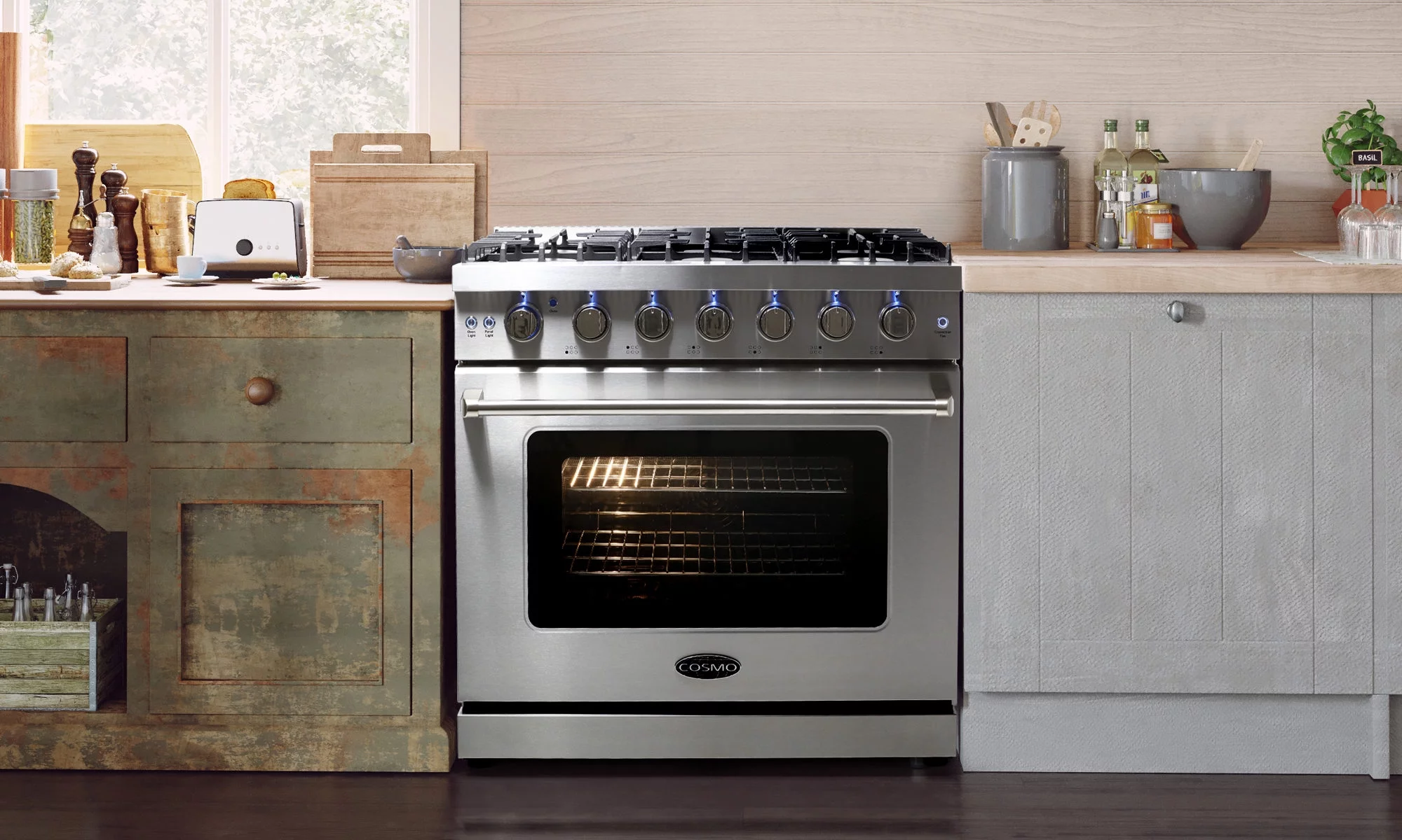 Cosmo 3 Piece Kitchen Appliance Packages with 36