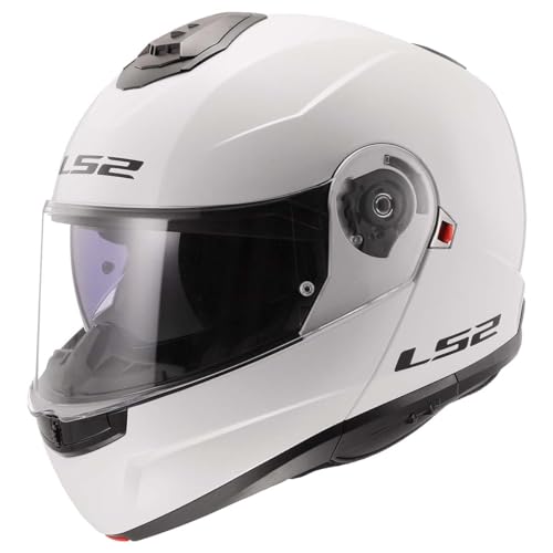 LS2 Helmets Strobe II Modular Motorcycle Helmet W/SunShield (Gloss Black - X-Small)