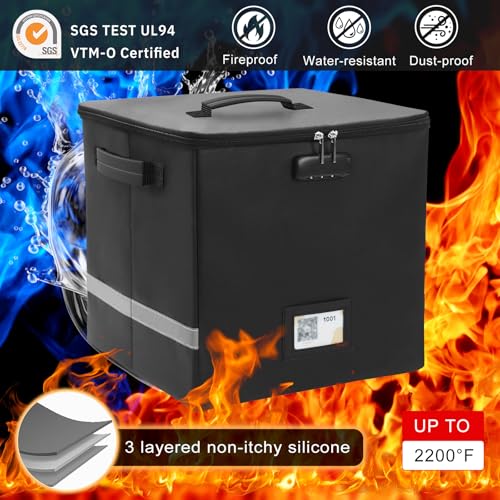 Vinyl Record Storage Box with Smart Labels,Fireproof Record Crate Collapsible Waterproof Album Storage with Lid for LP Album Collection,100+ Single Records Combination Lock Black