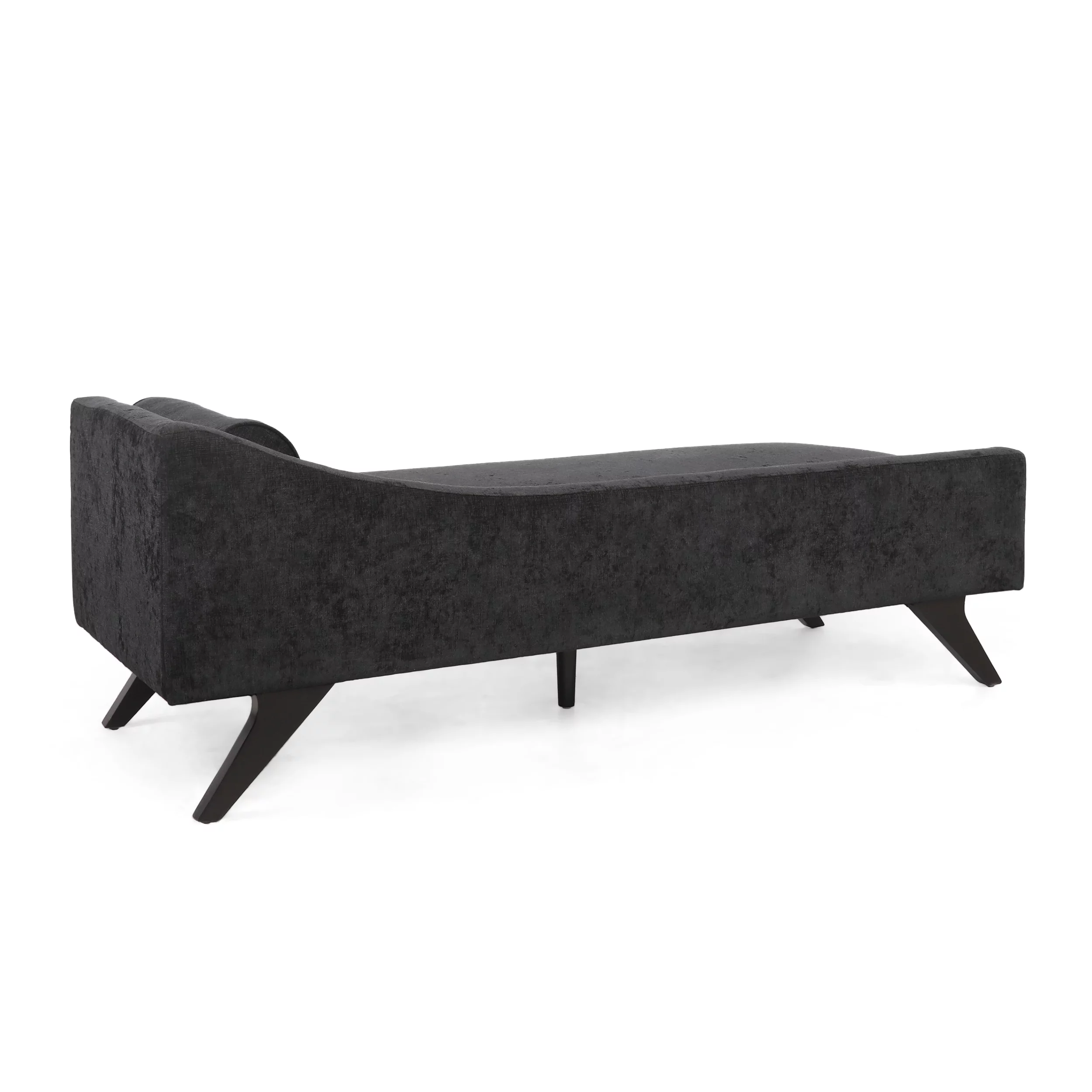 GDF Studio Alphonso Mid Century Modern Fabric Chaise Lounge, Black and Dark Brown